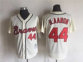 Braves 44 Hank Aaron Cream Mitchell And Ness Throwback Stitched Baseball Jerseys,baseball caps,new era cap wholesale,wholesale hats